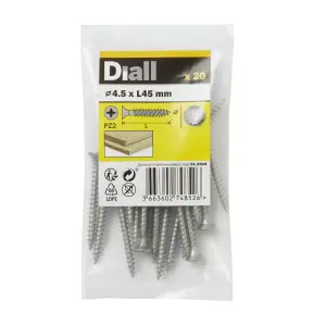 Diall Pozidriv Stainless steel Screw (Dia)4.5mm (L)45mm, Pack of 20