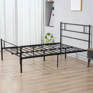 HOMCOM King Metal Bed Frame w/ Headboard and Footboard, Underbed Storage Space