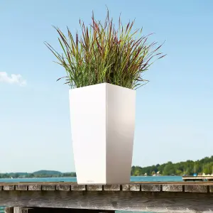 LECHUZA CUBICO Color 75cm Tall Planter, White Plastic Self-watering Planter with Water Level Indicator H75 L40 W40 cm, 31L