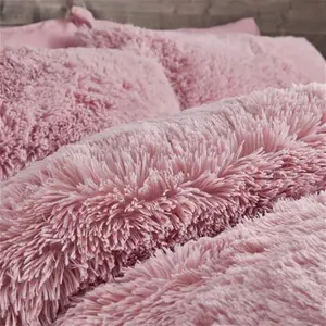 Cuddly Faux Fur Duvet Cover Set With Pillowcases Catherine Lansfield Size: Kingsize - 2 Standard Pillowcases, Colour: Blush