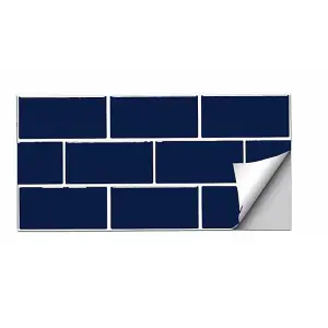 Pack of 10 Blue 3D Stick-On Wall Tiles - Perfect for Any Room