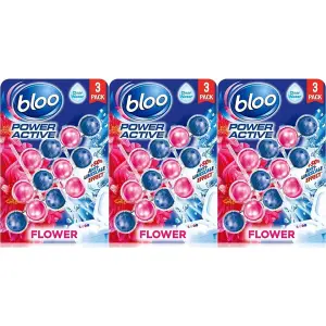 Bloo Power Active Toilet Rim Block Fresh Flower 150g x 3