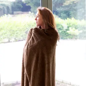 Snug Rug Blanket Luxury Sherpa Fleece Sofa TV Throw Gift Blankets 127x178cm - Chocolate