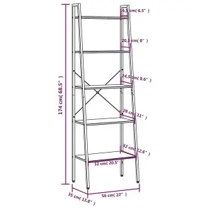 Berkfield 5-Tier Standing Shelf Dark Brown and Black 56x35x174 cm