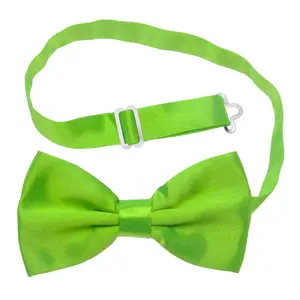 Lime Green Satin Polyester Bow Tie for Casual & Formal Wear, Wedding Party Accessory