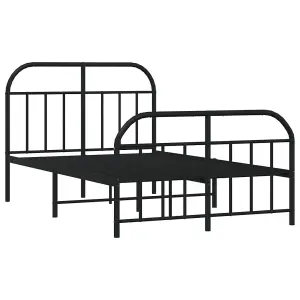 Berkfield Metal Bed Frame with Headboard and Footboard Black 120x190 cm