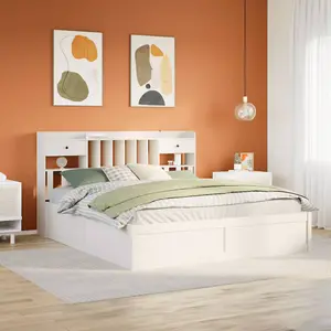 Berkfield Bed Frame without Mattress White 180x200 cm Super King Solid Wood Pine