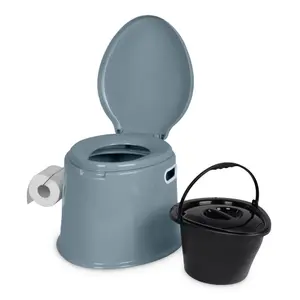 HILLINGTON 5L Portable Camping Toilet with Washable Basket & Roll Holder