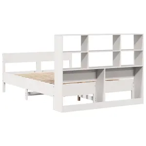 Berkfield Bookcase Bed without Mattress White 140x190cm Solid Wood Pine