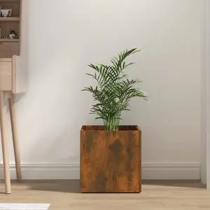 Berkfield Planter Box Smoked Oak 40x40x40 cm Engineered Wood