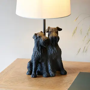 Luminosa Westie Base & Shade Table Lamp Matt Black & Natural Linen