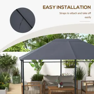 Outsunny 3 x 4m Gazebo Canopy Replacement Gazebo Roof Cover, Dark Grey