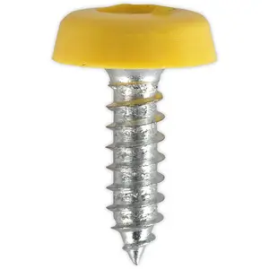 Yellow Numberplate Screws - 50 Pack, 4.8 x 18mm Plastic Enclosed Head Fixings