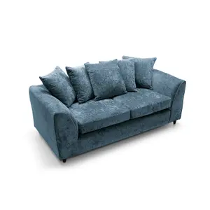 Harriet Crushed Chenille 3 Seater Sofa in  Dark Blue