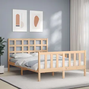 Berkfield Bed Frame with Headboard 140x190 cm Solid Wood