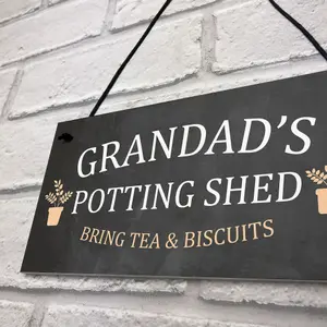 Grandads Potting Shed Sign Hanging Plaque Shed Garden Sign Grandad Gift For Him