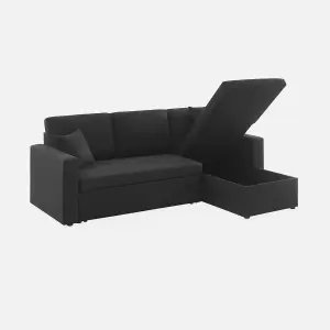 sweeek. 3-seater reversible corner sofa bed with storage Ida Black 219x84x68 cm