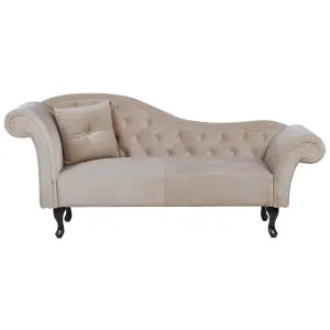 Left Hand Chaise Lounge Velvet Beige LATTES