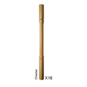 Oak Spindle Chester 41mm x 41mm x 900mm - 16 Pack UK Manufactured Traditional Products Ltd