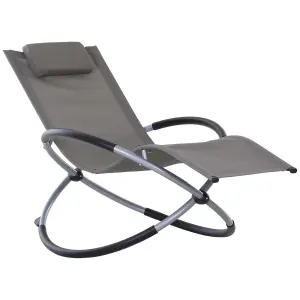 Outsunny Orbital Lounger Zero Gravity Patio Chaise Foldable Rock Chair w/ Pillow