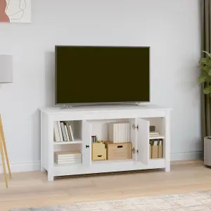 Berkfield TV Cabinet White 103x36,5x52 cm Solid Wood Pine