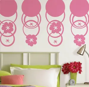 Wallpops 4 x Large Self-Adhesive Pink Floral Circles Wall Stickers