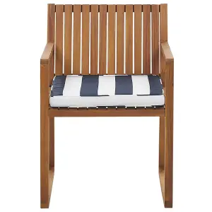 Set of 8 Garden Chairs with Cushions SASSARI Acacia Wood Navy Blue