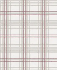 Superfresco Easy Country tartan Burgundy Metallic effect Embossed Wallpaper