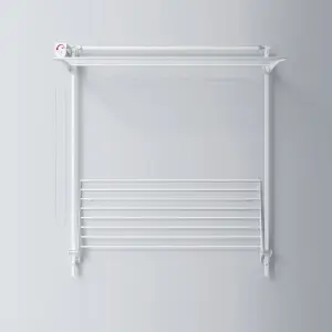 Wall Plus 120, Wall mounted upright dryer, retractable and foldable, White 128x137x52 cm