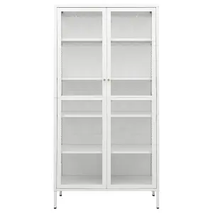 Berkfield Display Cabinet White 90x40x180 cm Steel and Tempered Glass