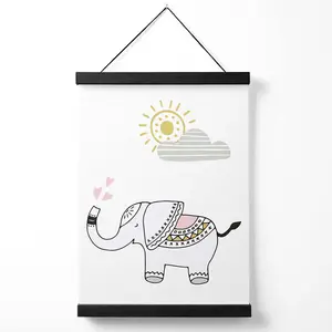 Cute Elephant Scandi Animal Medium Poster with Black Hanger