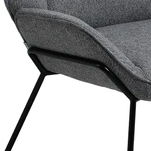 Grey Linen Upholstered Armchair Metal Base Lounge Chair Occasional Arm Chair