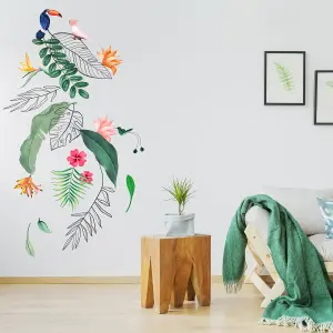 Walplus Contemporary Tropical Leaves and Flowers Wall Stickers Mural Decal