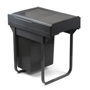 400mm Dark Grey Base Mounted Cabinet Bin 2 x 28L