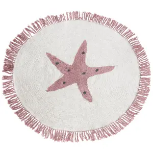 Cotton Kids Rug with Star Motif 120 cm Off-White STARS