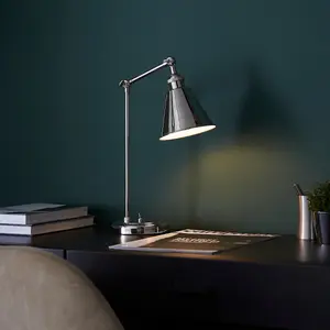 Luminosa Brescia Task Table Lamp, Bright Nickel Plate