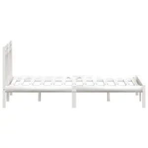 Berkfield Bed Frame White Solid Wood Pine 140x200 cm