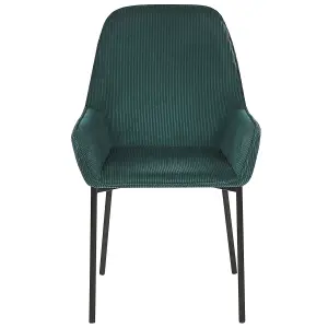 Set of 2 Dining Chairs LOVERNA Corduroy Dark Green