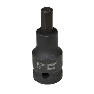 M8 x 55mm 1/2" Drive Short Impact Impacted Allen Hex Key Socket