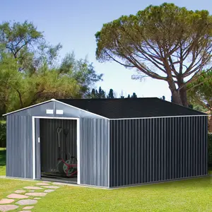 11 ft. W x 13 ft. D Metal Garden Shed Grey