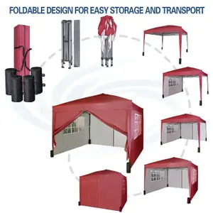 MCC Direct Gazebo  3x3 Pop up with Sides Red