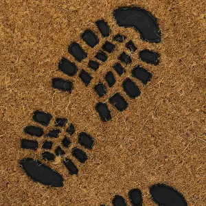 JVL Rubber Embossed PVC Backed Coir Doormat, 40x60cm, Foot Prints