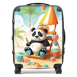 Happy Panda On A Beach Holiday Suitcase - Large