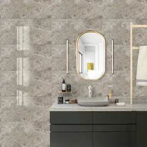 Marble Effect Adhesive Tile Stickers, Wall Decals for Kitchen & Bathroom Backsplash  H 60 x W 30 x T 0.2cm