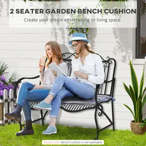 Outsunny 2 PCS Patio Bench Swing Chairs Garden Chairs Cushion Mat Strips Blue