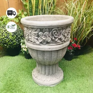 Flower design Stone cast Garden Vase