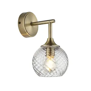 Luminosa Allegra Glass Shade Wall Lamp with Shade Antique Brass