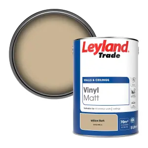 Leyland Trade Vinyl Matt Walls & Ceilings Emulsion Paint Willow Bark (PPG1086-4) 5L