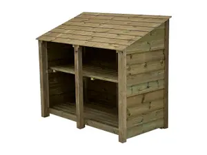 Wooden Premium Tongue & Groove Log Store (W-146cm, H-126cm, D-88cm) With Kindling Shelf