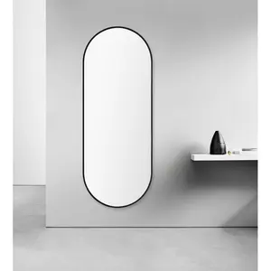 Chaya Metal Flat Wall Mirror Matte Black / 152cm H x 56cm W